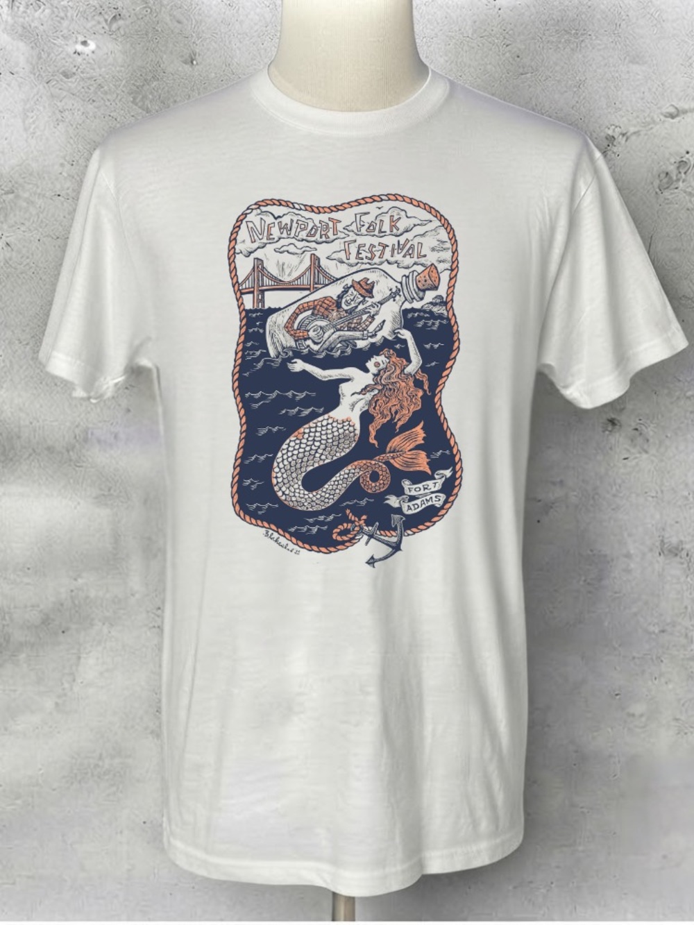 Newport Folk Festival Fort Adams Bridge Bottle Mermaid Anchor Vintage T-Shirt